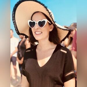 La Petite Française Black Short Sleeve Sundress with Lace Cut-Out Details, EU 38